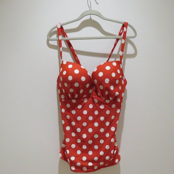 TORRID Red Polka Dot Cleavage Enhancer Tankini Swim Top Retro Pinup - Size 2X - Picture 2 of 13